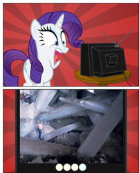 Size: 475x590 | Tagged: safe, imported from derpibooru, rarity, human, cave, crystal, exploitable meme, meme, shocked, tv meme