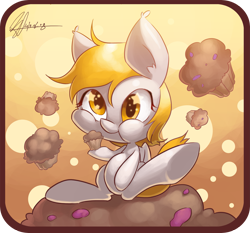 Size: 3477x3239 | Tagged: safe, artist:jggjqm522, imported from derpibooru, derpy hooves, pegasus, pony, chibi, female, mare, muffin, solo