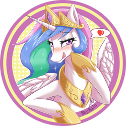 Size: 1000x1000 | Tagged: safe, artist:skykain, imported from derpibooru, princess celestia, alicorn, pony, adorasexy, bedroom eyes, blushing, circle, cute, cutelestia, example, eyebrows, eyebrows visible through hair, female, heart, licking lips, mare, sexy, simple background, solo, stupid sexy celestia, tongue out, transparent background