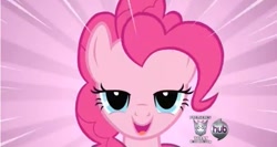 Size: 635x337 | Tagged: safe, imported from derpibooru, screencap, pinkie pie, a friend in deed, bedroom eyes, female, fourth wall, hub logo, out of context, smile song, solo