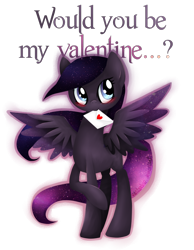 Size: 700x900 | Tagged: safe, artist:vantardise, imported from derpibooru, oc, oc only, pegasus, pony, letter, mouth hold, solo, valentine