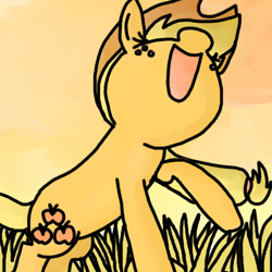 Size: 600x600 | Tagged: safe, artist:fruitriver, imported from derpibooru, applejack, female, grass, open mouth, solo