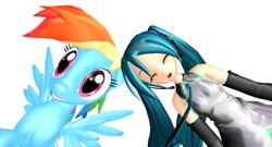 Size: 712x384 | Tagged: safe, artist:firesnout224, imported from derpibooru, rainbow dash, crossover, hatsune miku, mmd, vocaloid