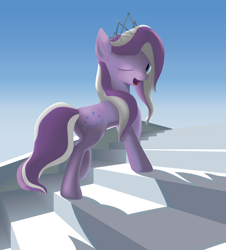 Size: 10798x11961 | Tagged: safe, artist:midwestbrony, imported from derpibooru, diamond tiara, absurd resolution, stairs, vector, wink