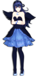 Size: 540x1080 | Tagged: safe, artist:tsunii-sama, imported from derpibooru, princess luna, human, clothes, dress, female, humanized, solo, stockings