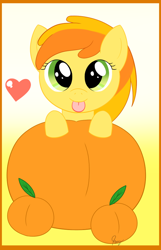 Size: 594x924 | Tagged: safe, artist:pokumii, imported from derpibooru, peachy pie, pony, :p, cute, female, filly, heart, peach, solo, tongue out