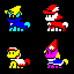 Size: 512x512 | Tagged: safe, artist:scalybeing, imported from derpibooru, 8-bit, black mage, final fantasy, nintendo entertainment system, pixel art, red mage, time mage, white mage