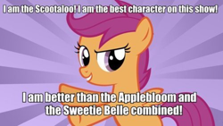 Size: 500x282 | Tagged: safe, imported from derpibooru, apple bloom, scootaloo, sweetie belle, cutie mark crusaders, image macro, rocko's modern life, the best character on the show, the cheese, wacky delly