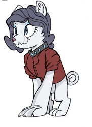 Size: 728x1000 | Tagged: safe, artist:dbkit, imported from derpibooru, rarity, diamond dog, clothes, collar, diamond dogified, female, female diamond dog, jacket, raridog, simple background, solo, species swap, white background