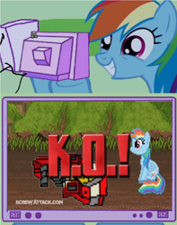 Size: 944x1200 | Tagged: safe, imported from derpibooru, rainbow dash, pegasus, pony, death battle, exploitable meme, female, mare, meme, screwattack.com, starscream, tv meme