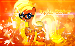 Size: 1131x707 | Tagged: safe, artist:illumnious, imported from derpibooru, apple cobbler, earth pony, pony, apple family member, female, glasses, mare, solo, wallpaper