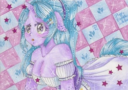 Size: 900x634 | Tagged: safe, artist:polkadotzombie, imported from derpibooru, oc, oc only, human, pony, unicorn, animus, cleavage, clothes, female, humanized, solo