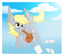Size: 1354x1186 | Tagged: safe, artist:chokico, imported from derpibooru, derpy hooves, pegasus, pony, female, mail, mare, solo