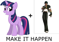 Size: 1400x1000 | Tagged: safe, imported from derpibooru, twilight sparkle, clone, evil grin, exploitable meme, king of fighters, kusanagi (clone), make it happen, meme, meta, snk