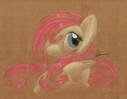 Size: 1045x820 | Tagged: safe, artist:getchanoodlewet, imported from derpibooru, fluttershy, female, solo, traditional art
