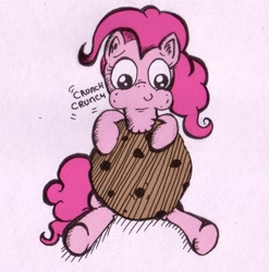 Size: 1056x1068 | Tagged: safe, artist:inky-draws, imported from derpibooru, pinkie pie, cookie, eating, female, solo