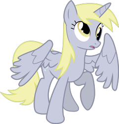 Size: 2416x2508 | Tagged: safe, artist:tourniquetmuffin, imported from derpibooru, derpy hooves, alicorn, pony, cute, derpabetes, derpicorn, female, princess derpy, simple background, solo, sweet dreams fuel, transparent background, vector, xk-class end-of-the-world scenario