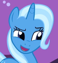Size: 555x600 | Tagged: safe, edit, imported from derpibooru, screencap, trixie, pony, unicorn, boast busters, cropped, dreamworks face, female, inverted mouth, mare, solo