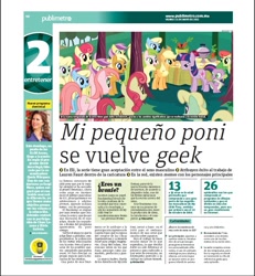 Size: 829x897 | Tagged: safe, imported from derpibooru, applejack, spike, twilight sparkle, human, article, irl, irl human, mexico, newspaper, photo, spanish, text