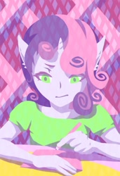 Size: 546x800 | Tagged: safe, artist:greenmangos, imported from derpibooru, sweetie belle, anthro, ambiguous facial structure, female, solo