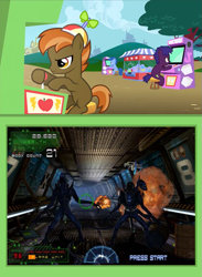 Size: 563x771 | Tagged: safe, imported from derpibooru, alien, aliens extermination, arcade, arcade game, arcade meme, exploitable meme, meme, obligatory pony