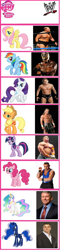 Size: 350x1467 | Tagged: safe, imported from derpibooru, applejack, fluttershy, pinkie pie, princess celestia, princess luna, rainbow dash, rarity, twilight sparkle, comparison chart, festus, john cena, logo, rey mysterio, santino marella, shane mcmahon, shawn michaels, vince mcmahon, william regal, wwe