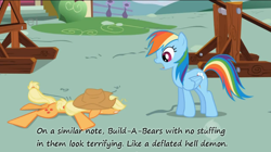 Size: 1066x596 | Tagged: safe, edit, edited screencap, imported from derpibooru, screencap, applejack, rainbow dash, applebuck season, build-a-bear, insane pony thread, jaw drop, tumblr