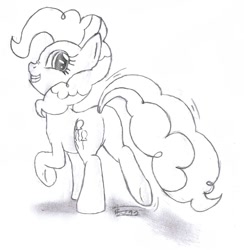 Size: 970x992 | Tagged: safe, artist:crade, imported from derpibooru, pinkie pie, female, monochrome, solo