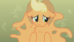 Size: 1280x720 | Tagged: safe, artist:dtkraus, edit, imported from derpibooru, screencap, applejack, goo pony, original species, applegak, female, melting, solo, wat