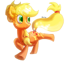 Size: 1500x1200 | Tagged: safe, artist:zoiby, imported from derpibooru, applejack, female, glitter, looking back, simple background, solo