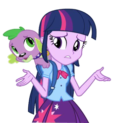 Size: 395x434 | Tagged: safe, imported from derpibooru, spike, twilight sparkle, equestria girls, dash for the crown, equestria girls prototype, game, shrug