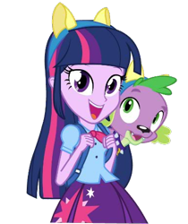 Size: 386x460 | Tagged: safe, imported from derpibooru, spike, twilight sparkle, dog, equestria girls, backpack, dash for the crown, equestria girls prototype, game, simple background, smiling, so fucking happy, spike the dog, transparent background, vector, wondercolts