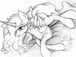 Size: 2582x1951 | Tagged: safe, artist:lunarguard, imported from derpibooru, princess celestia, female, monochrome, solo, traditional art