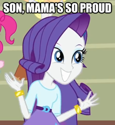 Size: 478x520 | Tagged: safe, edit, edited screencap, imported from derpibooru, screencap, rarity, equestria girls, equestria girls (movie), cropped, happy, image macro, mother, solo focus