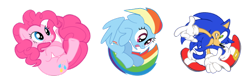 Size: 600x199 | Tagged: safe, artist:snicketbar, imported from derpibooru, pinkie pie, rainbow dash, crossover, gotta go fast, rolling, simple background, sonic the hedgehog, sonic the hedgehog (series), spin dash, transparent background, vector