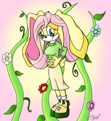 Size: 857x933 | Tagged: safe, artist:cresentbladedbrony, imported from derpibooru, fluttershy, anthro, clothes, female, solo, sonic the hedgehog (series), sonicified, species swap, style emulation, sweater, sweatershy