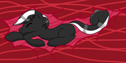 Size: 3264x1630 | Tagged: safe, artist:wolfie, imported from derpibooru, oc, oc only, oc:jovial, original species, skunk, skunk pony, fetish, solo, vore