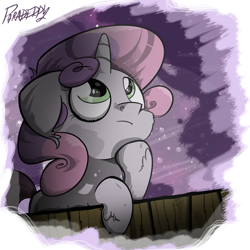 Size: 1200x1200 | Tagged: dead source, safe, artist:slitherpon, imported from derpibooru, sweetie belle, female, solo, thinking