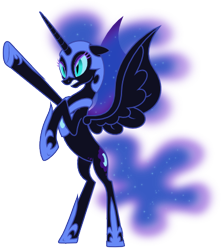 Size: 442x500 | Tagged: safe, artist:zutheskunk, artist:zutheskunk traces, imported from derpibooru, nightmare moon, female, floppy ears, gritted teeth, rearing, simple background, solo, spread wings, svg, transparent background, vector, vector trace