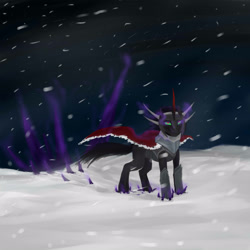 Size: 3000x3000 | Tagged: safe, artist:i-s-sketchdumps, imported from derpibooru, king sombra, male, snow, snowfall, solo