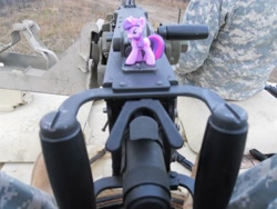 Size: 960x720 | Tagged: safe, imported from derpibooru, twilight sparkle, human, blind bag, browning m2, figure, gun, irl, irl human, military, photo, toy