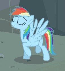 Size: 505x552 | Tagged: safe, imported from derpibooru, screencap, rainbow dash, pegasus, pony, may the best pet win, season 2, animated, cropped, extreme speed animation, eyes closed, female, prancing, solo, trotting, trotting in place