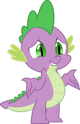 Size: 6478x10000 | Tagged: safe, artist:starshineecelestalis, imported from derpibooru, spike, hurricane fluttershy, absurd resolution, claws, grin, male, shrug, simple background, smiling, solo, transparent background, vector