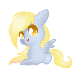 Size: 894x894 | Tagged: safe, artist:ponibun, imported from derpibooru, derpy hooves, pegasus, pony, chibi, cute, derpabetes, female, mare, solo, underp