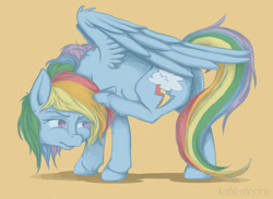 Size: 900x660 | Tagged: safe, artist:mytoothless, imported from derpibooru, rainbow dash, pegasus, pony, behaving like a dog, cute, female, fleas, scratching, solo