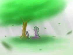 Size: 1024x768 | Tagged: safe, artist:ratherdevious, imported from derpibooru, spike, grave, male, solo, tree