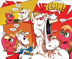 Size: 1068x866 | Tagged: safe, artist:andypriceart, idw, imported from derpibooru, big macintosh, bulk biceps, roid rage, earth pony, pony, spoiler:comic, spoiler:comic09, andy you magnificent bastard, faic, male, nope, stallion, vein, vein bulge, yeah, yelling