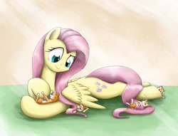 Size: 3484x2658 | Tagged: safe, artist:otakuap, imported from derpibooru, fluttershy, pegasus, pony, cute, female, kitten, shyabetes, smiling, solo