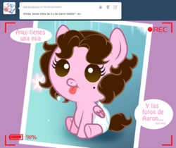 Size: 1236x1040 | Tagged: safe, artist:shinta-girl, imported from derpibooru, oc, oc only, oc:shinta pony, pony, ask, baby, baby pony, foal, photo, spanish, translated in the description, tumblr