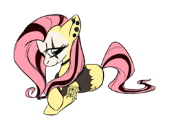 Size: 940x718 | Tagged: safe, artist:itena, imported from derpibooru, fluttershy, emoshy, fashion, female, goth, makeup, solo, tattoo